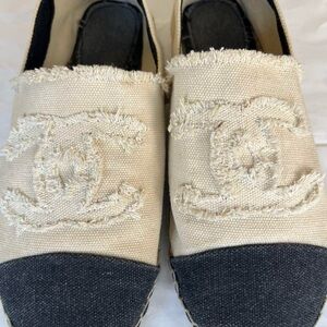 Chanel Classic Beige and Black Canvas Espadrilles